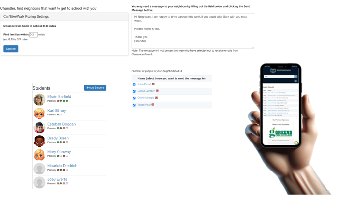 ClassroomParent community building and networking interfaces